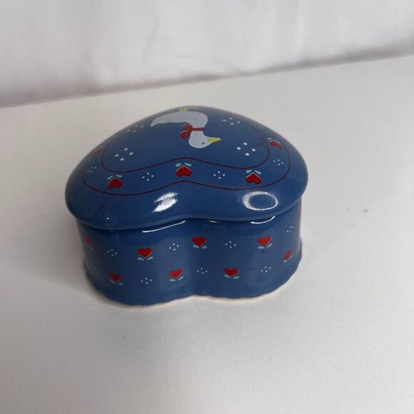 Russ Berrie & Company Duck Goose Heart Shaped Trinket Dish & Candle Holder - Picture 4 of 14